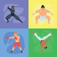 conjunto de composiciones cuadradas de luchadores vector