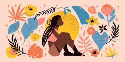 Black Girl Woman Big Colored Concept vector