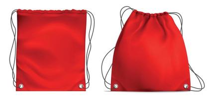 Red drawstring Bag Realistic Design vector