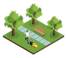 Isometric Lawn Mower Concept vector