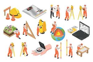 Isometric Engineer Surveyor Set vector