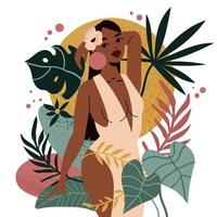 Black Girl Woman Colored Composition vector