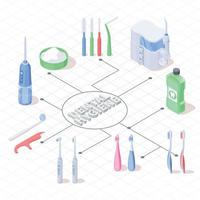 diagrama de flujo isométrico de higiene dental vector