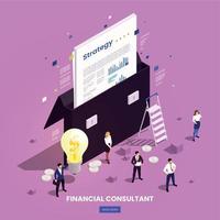 composición isométrica del consultor financiero vector