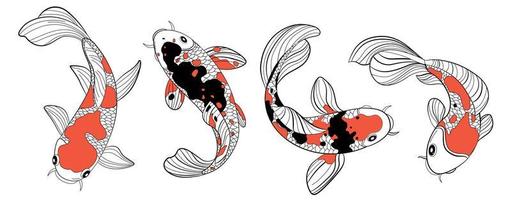 dibujo de color de pez koi vector