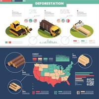 Deforestation Industry Isometric Infographics vector