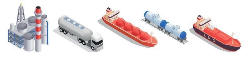 Gas Industry Transportation Isometric Set vector