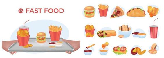 Fast Food Composition Set vector