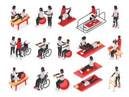 Physiotherapy And Rehabilitation Recolor Set vector