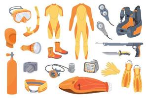 Diving Equipment Icon Set vector