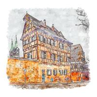 Bamberg Germany Watercolor sketch hand drawn illustration vector