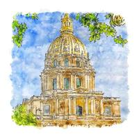 catedrales francia acuarela boceto dibujado a mano ilustración vector