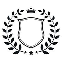 Illustration of a shield with a laurel wreath and a crown vector