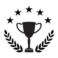 Winner cup with laurel wreath and stars vector