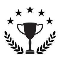 Winner cup with laurel wreath and stars vector