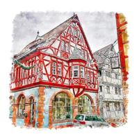 Klingenberg Germany Watercolor sketch hand drawn illustration vector