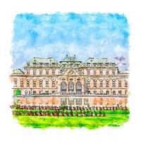 Vienna Austria Watercolor sketch hand drawn illustration vector