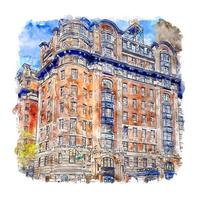 belleclaire hotel new york acuarela boceto dibujado a mano ilustración vector