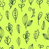 Seamless pattern of doodle leaves. Digital scrap paper. Simple leaves are hand drawn in doodle style vector