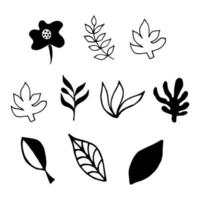Set of simple floral elements for design in doodle style vector
