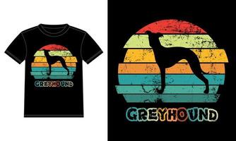 Funny Greyhound Retro Vintage Sunset T-shirt Design template, Greyhound Board, Car Window Sticker, POD, cover, Isolated white background, Silhouette Gift for Greyhound Lover vector