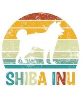 divertido shiba inu vintage retro puesta de sol silueta regalos amante de los perros dueño del perro camiseta esencial vector