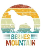 Funny Bernese Mountain Vintage Retro Sunset Silhouette Gifts Dog Lover Dog Owner Essential T-Shirt vector