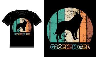 Funny Groenendaeler Retro Vintage Sunset T-shirt Design template, Groenendaeler on Board, Car Window Sticker, POD, cover, Isolated white background, Silhouette Gift for Groenendaeler Lover vector