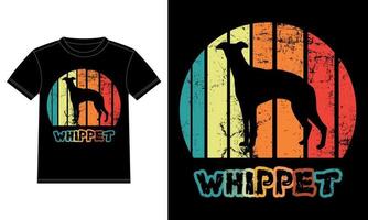 Funny Whippet Vintage Retro Sunset Silhouette Gifts Dog Lover Dog Owner Essential T-Shirt vector