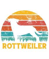 gracioso rottweiler vintage retro puesta de sol silueta regalos amante de los perros dueño del perro camiseta esencial vector