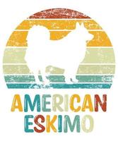 Funny American Eskimo Vintage Retro Sunset Silhouette Gifts Dog Lover Dog Owner Essential T-Shirt vector