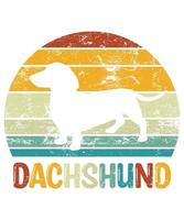gracioso dachshund vintage retro puesta de sol silueta regalos amante de los perros dueño del perro camiseta esencial vector