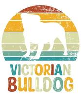 divertido bulldog victoriano vintage retro puesta de sol silueta regalos amante de los perros dueño del perro camiseta esencial vector