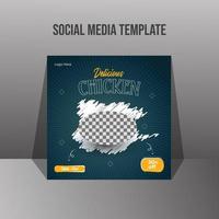 Social media food post design template vector