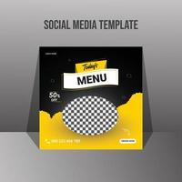 Social media food post design template vector