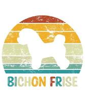 divertido bichon frise vintage retro puesta de sol silueta regalos amante de los perros dueño del perro camiseta esencial vector