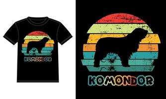 Funny Komondor Retro Vintage Sunset T-shirt Design template, Komondor Board, Car Window Sticker, POD, cover, Isolated white background, Silhouette Gift for Komondor Lover