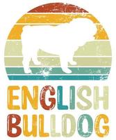 divertido bulldog inglés vintage retro puesta de sol silueta regalos amante de los perros dueño del perro camiseta esencial vector