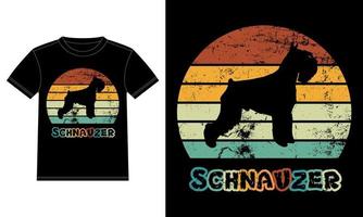 divertido schnauzer retro vintage puesta de sol camiseta plantilla de diseño, tablero de schnauzer, pegatina de ventana de coche, vaina, cubierta, fondo blanco aislado, regalo de silueta para amante de schnauzer vector