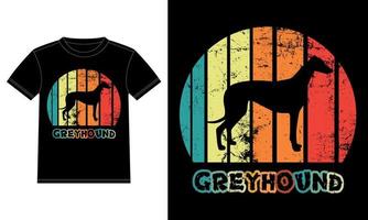 Funny Greyhound Retro Vintage Sunset T-shirt Design template, Greyhound Board, Car Window Sticker, POD, cover, Isolated white background, Silhouette Gift for Greyhound Lover vector