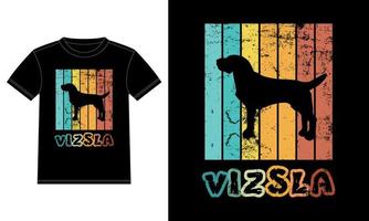 divertida plantilla de diseño de camiseta vintage retro de vizsla, tablero de vizsla, pegatina de ventana de coche, vaina, cubierta, fondo blanco aislado, regalo de silueta para amante de vizsla vector