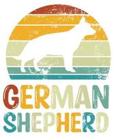 Funny German Shepherd Vintage Retro Sunset Silhouette Gifts Dog Lover Dog Owner Essential T-Shirt vector