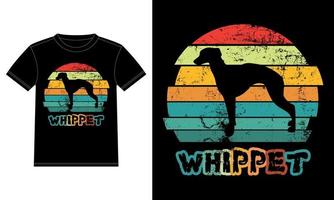Funny Whippet Vintage Retro Sunset Silhouette Gifts Dog Lover Dog Owner Essential T-Shirt vector