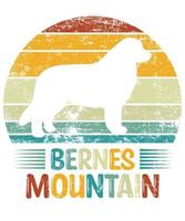 Funny Bernese Mountain Vintage Retro Sunset Silhouette Gifts Dog Lover Dog Owner Essential T-Shirt vector