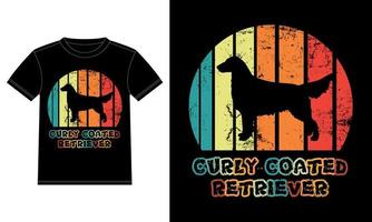 divertido perro perdiguero revestido rizado vintage retro puesta de sol silueta regalos amante de los perros dueño del perro camiseta esencial vector