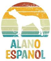 gracioso alano espanol vintage retro puesta de sol silueta regalos amante de los perros dueño del perro camiseta esencial vector