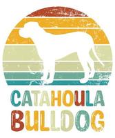 Funny Catahoula Bulldog Vintage Retro Sunset Silhouette Gifts Dog Lover Dog Owner Essential T-Shirt vector