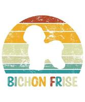 Funny Bichon Frise Vintage Retro Sunset Silhouette Gifts Dog Lover Dog Owner Essential T-Shirt vector