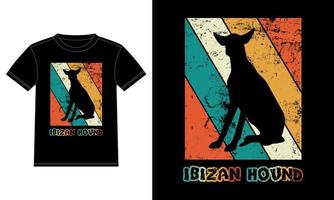 Funny Ibizan Hound Retro Vintage Sunset T-shirt Design template, Ibizan Hound Board, Car Window Sticker, POD, cover, Isolated white background, Silhouette Gift for Ibizan Hound Lover vector
