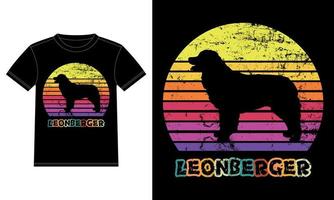 divertido leonberger vintage retro puesta de sol silueta regalos amante de los perros dueño del perro camiseta esencial vector